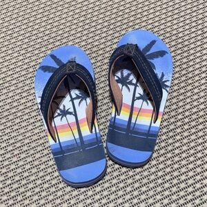 Kids Blue Palm Tree Flip Flops